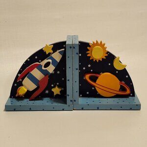 ADORABLE RETRO Space Bookends Sassafras Enterprises 2008